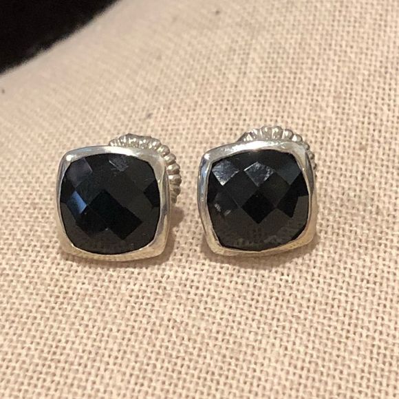 LOIS HILL Black Onyx Cushion Cut Checkerboard Sterling Silver Stud Earrings - Picture 15 of 15